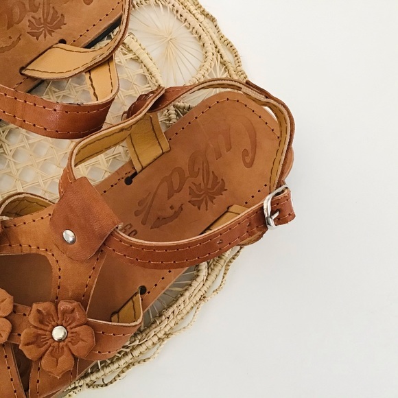 brown leather floral hand made “Cuba” brand sandals EU 39 Poshmark size 8.5-9 - Picture 5 of 11